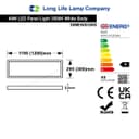 40w LED Ceiling Panel 1200x300 Flat Warm White 3500k 