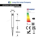 3w Black LED Bollard Post Ground Spike Light Cool White ZLC301CW