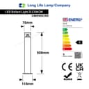 3w Modern Outdoor LED Cool White Bollard Light Stainless Steel Black Finish ZLC304CW