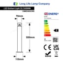 3w Modern Outdoor LED Warm White Bollard Light Stainless Steel Black Finish ZLC305WW