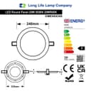 20W LED Back Lit Round Recessed Ceiling Panel Light Cool White 6500k 20WR65K