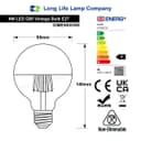 4W LED Crown Top Light Bulb Matte Black E27 Cool White 6500k
