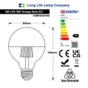 4W LED Crown Copper Light Bulb Mirror Top E27 Cool White 6500k