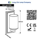 Rectangular Brushed Chrome Frosted Glass Shade Wall Light IP44 with G9 LED 5w Warm White
