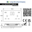 USB Double Wall Plug Socket 2 Gang 13A with 2 USB Charger Port Outlets White Socket Plate USBW2