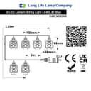 Outdoor Or Indoor Mini Lantern 20 LED String Lights IP44 Mains Powered Blue LANSL03