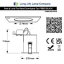 Black GU10 Fixed Fire Rated Downlight Can FRB03