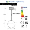LED Ceiling Chrome Glass Globe Pendant Light CCT Natural Cool Warm White H3108