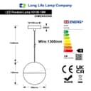 LED Ceiling Gold Glass Globe Pendant Light CCT Natural Cool Warm White H3109