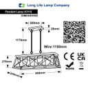 Large Vintage Black Hanging Ceiling Lantern Cage 5 Fitting Brass Pendant Light H3116