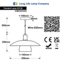 Modern Ceiling Pendant Light Grey Frosted Glass H3130