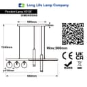 LED Bar 5 Light Black Ceiling Pendant Light Mini Glass Globes Slim Tubular H3135