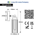 Ribbed Glass Single Wall Light Polished Chrome Slim Side IP44 H3136