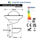 9w LED Wall Light Brushed Chrome Opal Diffuser Warm White 3000K H3050