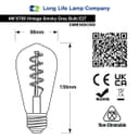 LED Vintage Classic Filament Light Bulb Smoked Grey Glass Tear Drop Spiral 4w E27 Coil ST58