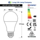 10w A60 GLS LED Light Bulbs E27 Edison Screw Warm White
