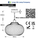 Oval Globe Ceiling Pendant Light Ribbed Opal Glass Lamp Shade K416