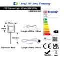 20W LED Under Cabinet Kitchen Lights Slim SQUARE Warm White 3000K Kit Of 4 UC04