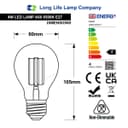 A60 4w LED Filament Light Bulb Cool White E27 Edison Screw Clear Glass