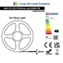 Cool White LED Tape Strip Light Continuous COB Illumination 5 Metres 12V