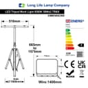 50w x 2 LED Twin Flood Light Tripod Stand Job Site Lighting 6500K IP65 TRI05