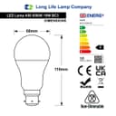 10w 3 Pin Light Bulb LED Cool White 6500k BC3