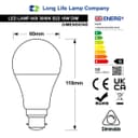 10w GLS Dimmable LED Warm White Light Bulb A60 B22 Bayonet Equivalent 100w