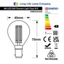 Filament Vintage 4w LED Golf Ball Light Bulb B15 Small Bayonet Clear Glass 