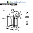 Glass Wall Lantern Outdoor Garden Wall Light Black Body Metal Luminaire ZLC082B