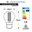 Ambient Fireglow 4w LED Golf Ball Blue Light Bulb B22 Bayonet Clear Glass