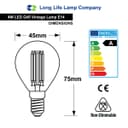 Ambient Fireglow 4w LED Golf Ball Red Light Bulb E14 Clear Glass