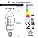 2 Pack 5W LED Crystal Candle Bulb Dimmable 3000K Warm White E14