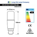9w LED Stick Light Bulb B22 Warm White 3U Replacement 60w Equivalent 2 Pack 