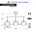 3 Way Ceiling Spot Light Adjustable Eyeball GU10 Black Metal Finish