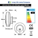 1w White LED Night Light 2 USB Ports Automatic Sensor Dusk To Dawn A78B