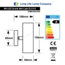 8w Modern Outdoor LED Stainless Steel Double Wall Light Cool White ZLC312