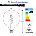 4w Vintage LED G125 Bulb E27 Spiral Filament Smoke Grey