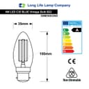 Ambient Vintage 4w LED Blue Candle Light Bulb B22 Bayonet Clear Glass 