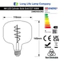 4w Coil LED Filament Light Bulb E27 Gold Mirror Glass Decorative Lamp GOLDCYL