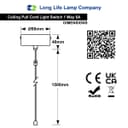 Metal Ceiling Pull Cord Light Switch 1 Way 6A Chrome PU01