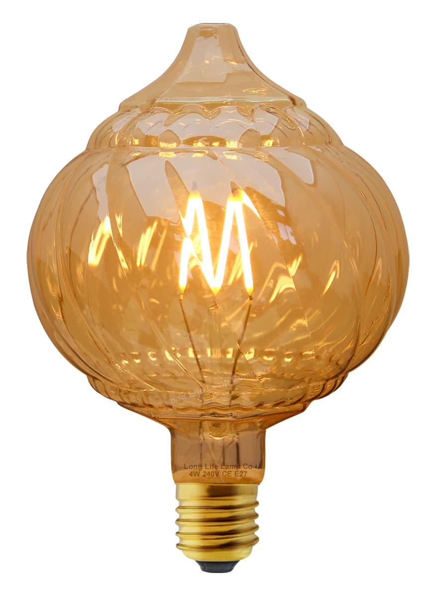 4w LED Extravagant Dome Vintage Filament Light Bulb E27 Swirling Smoked Glass G125