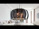 Modern Ceiling Crystal Droplet Pendant Light Smoked Grey GlassLamp Shade Drum H3010