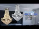 Large Ceiling Crystal Pendant Chandelier Suspended Chrome Frame Cascading Droplets H3033