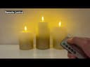 Set Of 3 USB Rechargeable LED Wax Gold Painted and White Flameless Candles With Remote Control WAX03