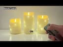 Set Of 3 USB Rechargeable LED Wax Coiled Fairy Flameless Candles With Remote Control WAX05