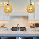 Vintage Ceiling Crackle Yellow Mosaic Globe Glass Pendant Light K417