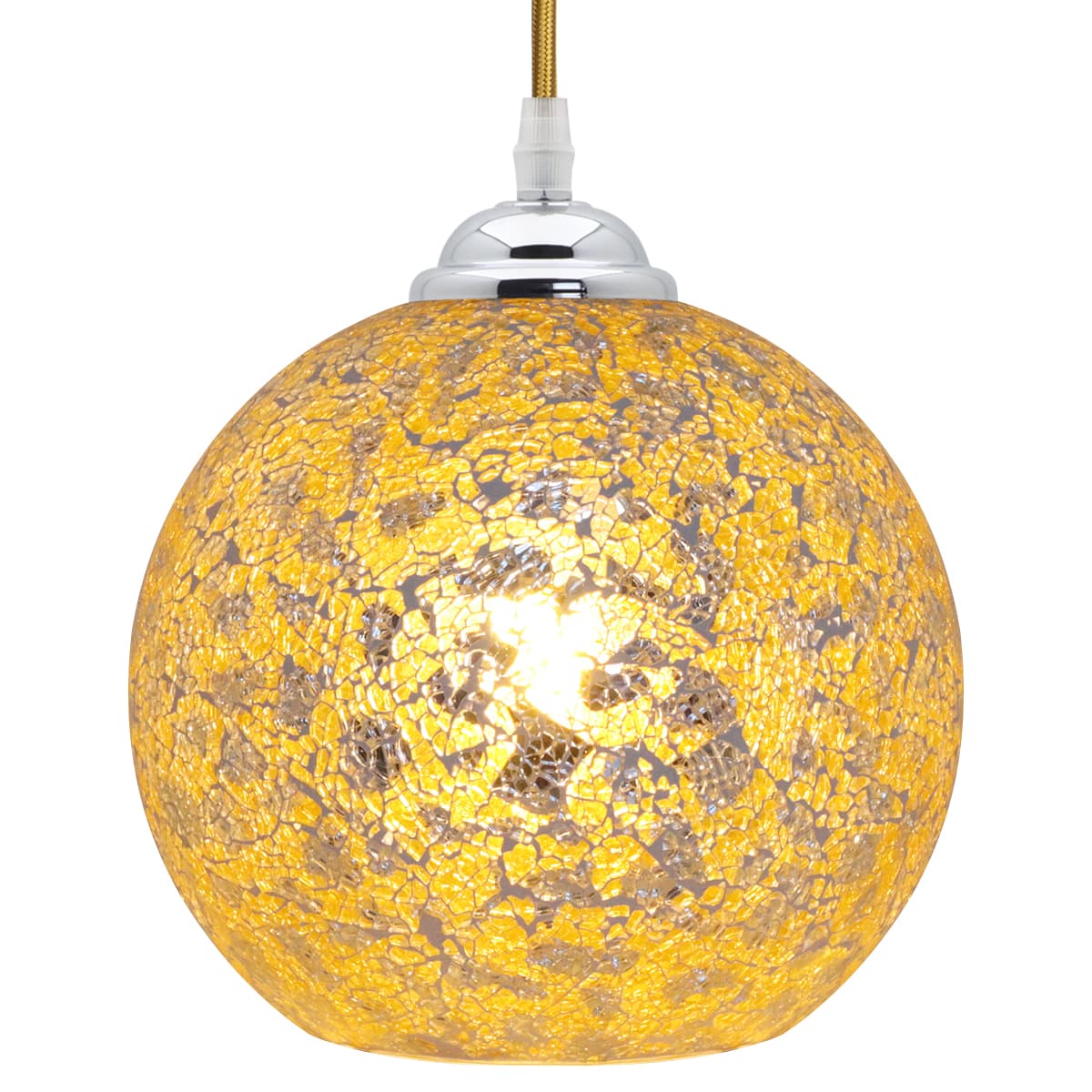 Vintage Ceiling Crackle Yellow Mosaic Globe Glass Pendant Light K417
