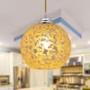 Vintage Ceiling Crackle Yellow Mosaic Globe Glass Pendant Light K417