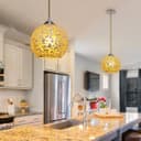 Vintage Ceiling Crackle Yellow Mosaic Globe Glass Pendant Light K417
