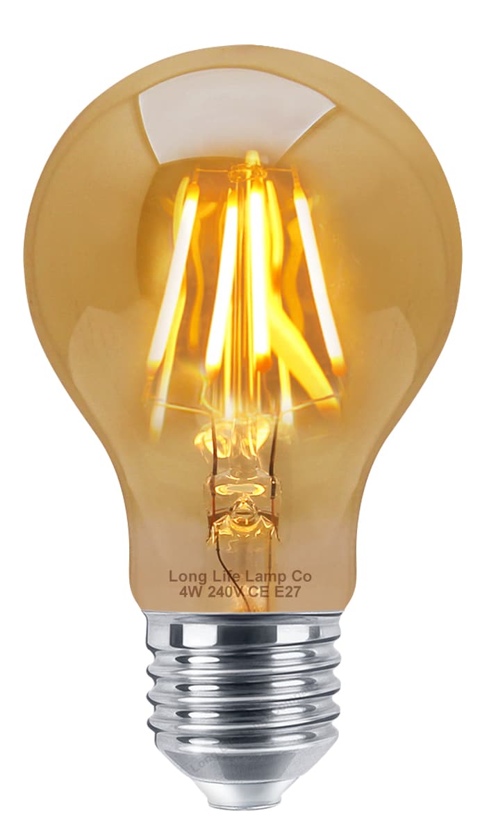 Retro Vintage LED 4w Edison Style Filament Bulb Smoked Gold Glass A60 E27 Edison Screw